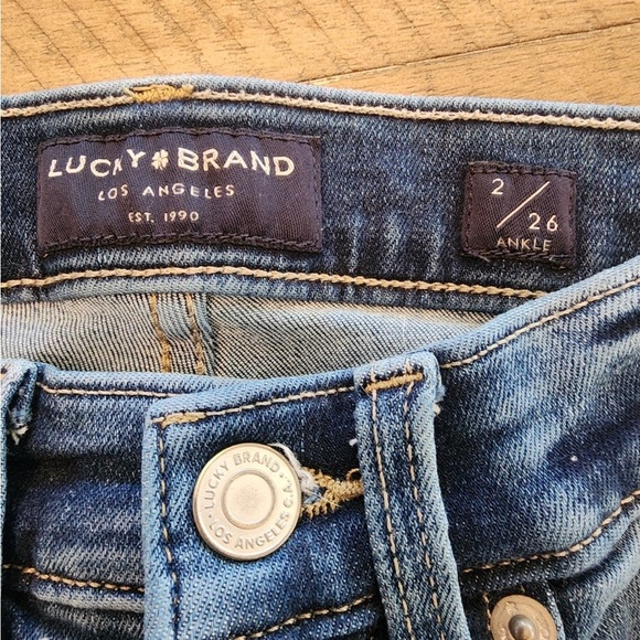 Lucky Brand Bridgette High Rise Skinny Button Fly raw hem Jeans Womens 2/26 - Picture 3 of 4